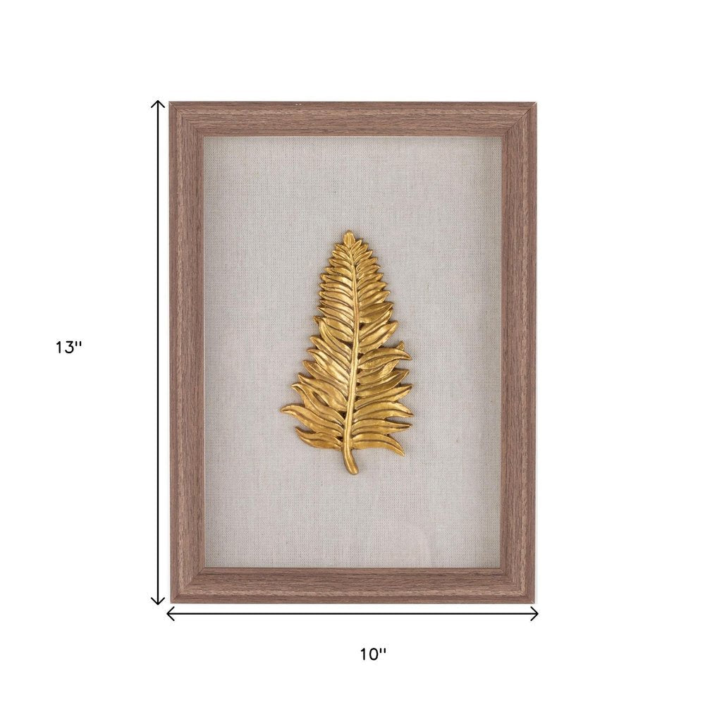 Golden Leaves I Brown Shadowbox Textual Art Wall Art HomeRoots