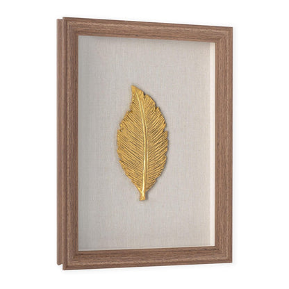Golden Leaves II Brown Shadowbox Textual Art Wall Art