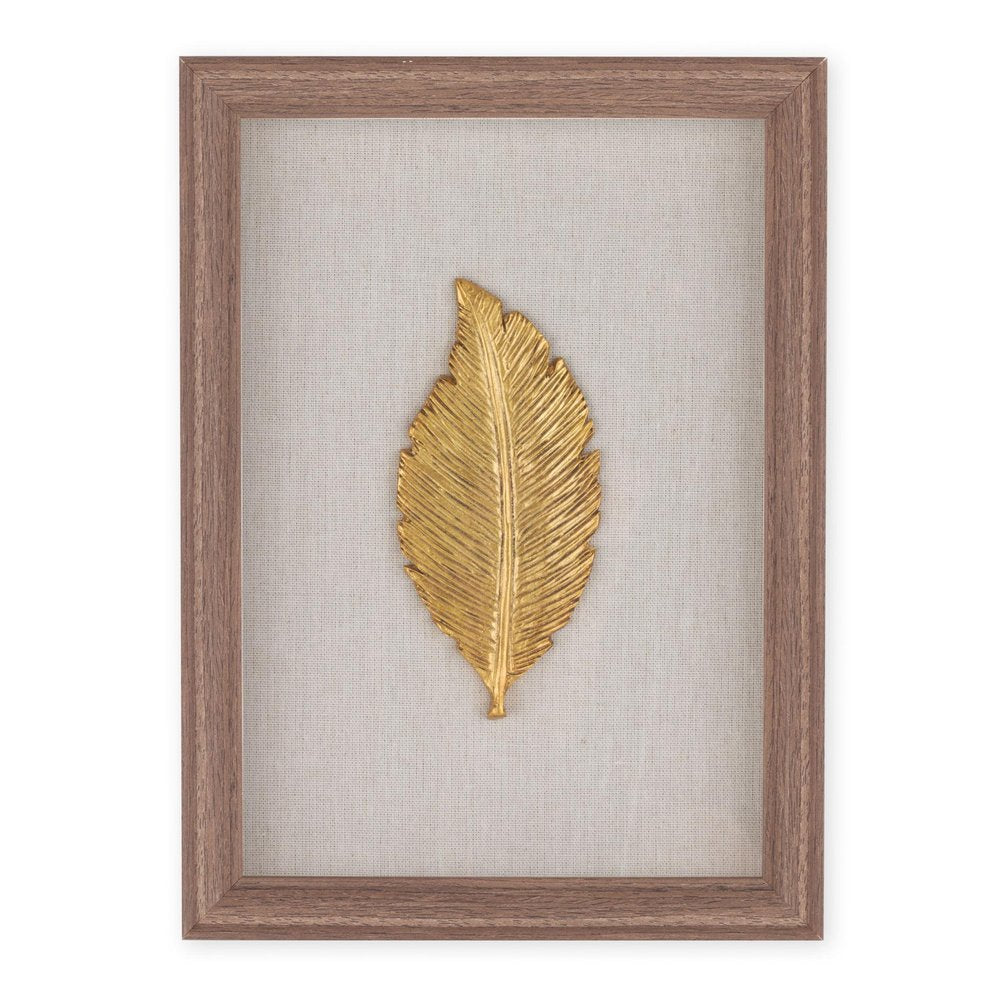 Golden Leaves II Brown Shadowbox Textual Art Wall Art