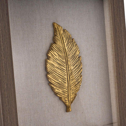 Golden Leaves II Brown Shadowbox Textual Art Wall Art HomeRoots