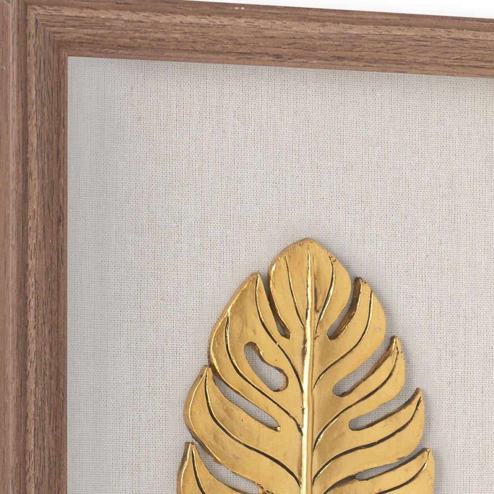 Golden Leaves III Brown Shadowbox Minimalistic Wall Art — view 9