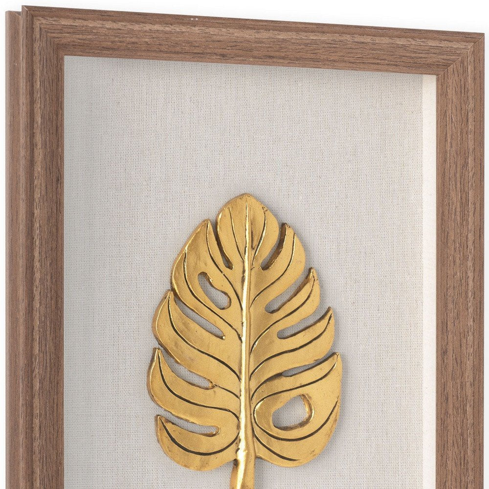 Golden Leaves III Brown Shadowbox Minimalistic Wall Art — view 10