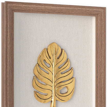 Golden Leaves III Brown Shadowbox Minimalistic Wall Art HomeRoots