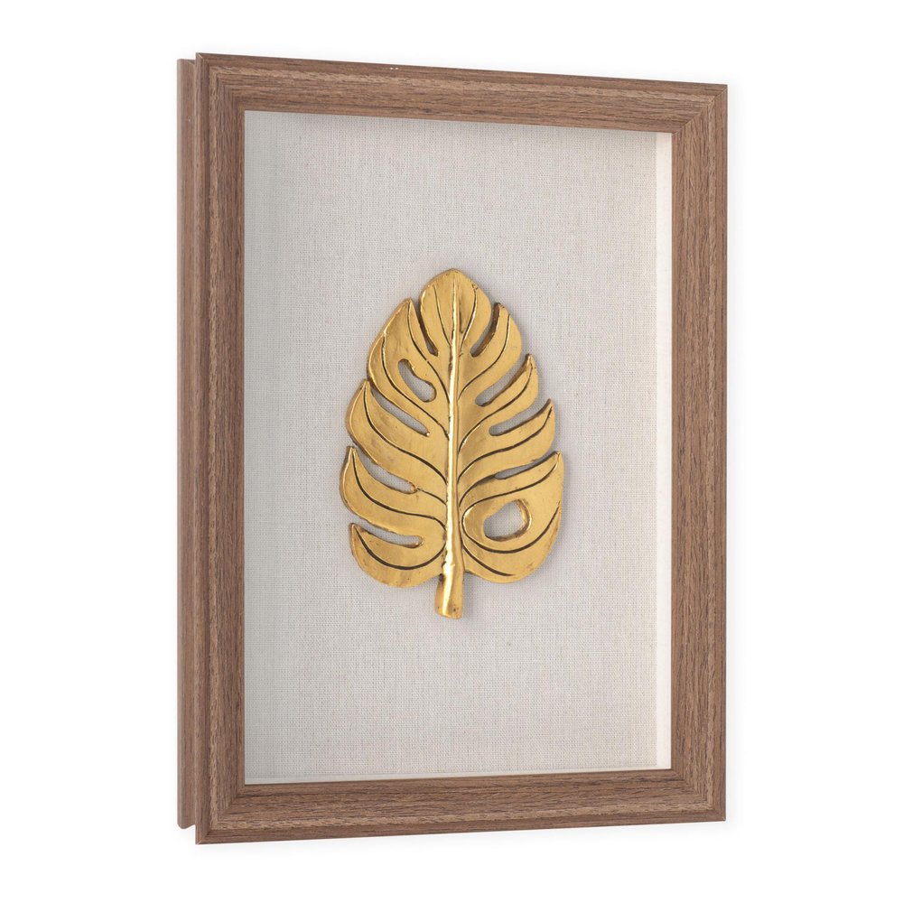 Golden Leaves III Brown Shadowbox Minimalistic Wall Art HomeRoots