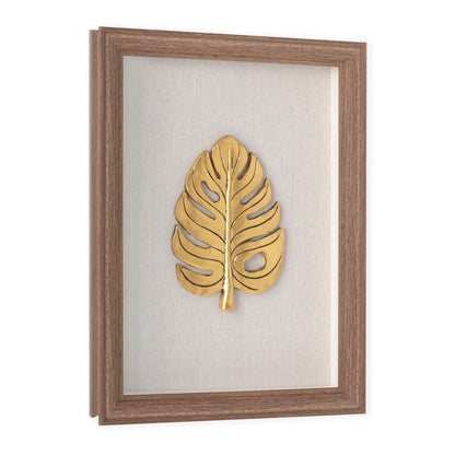 Golden Leaves III Brown Shadowbox Minimalistic Wall Art HomeRoots