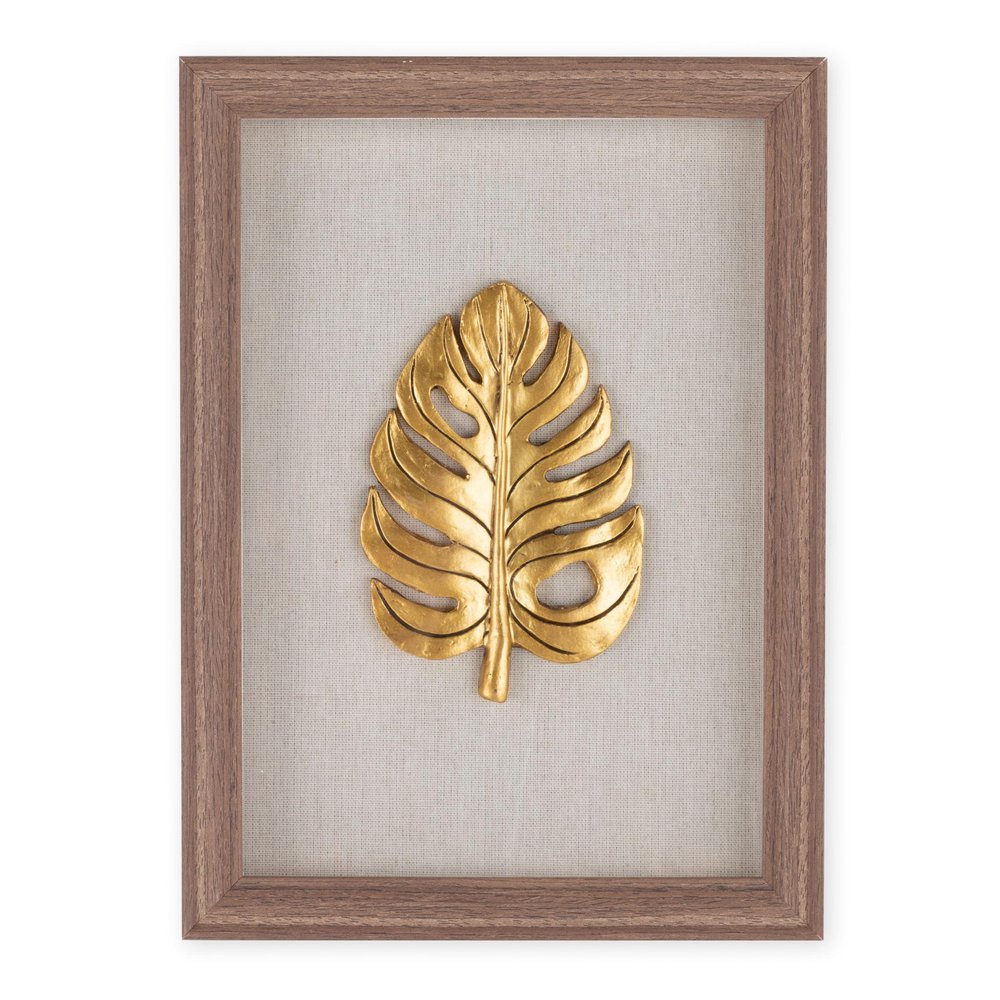 Golden Leaves III Brown Shadowbox Minimalistic Wall Art HomeRoots