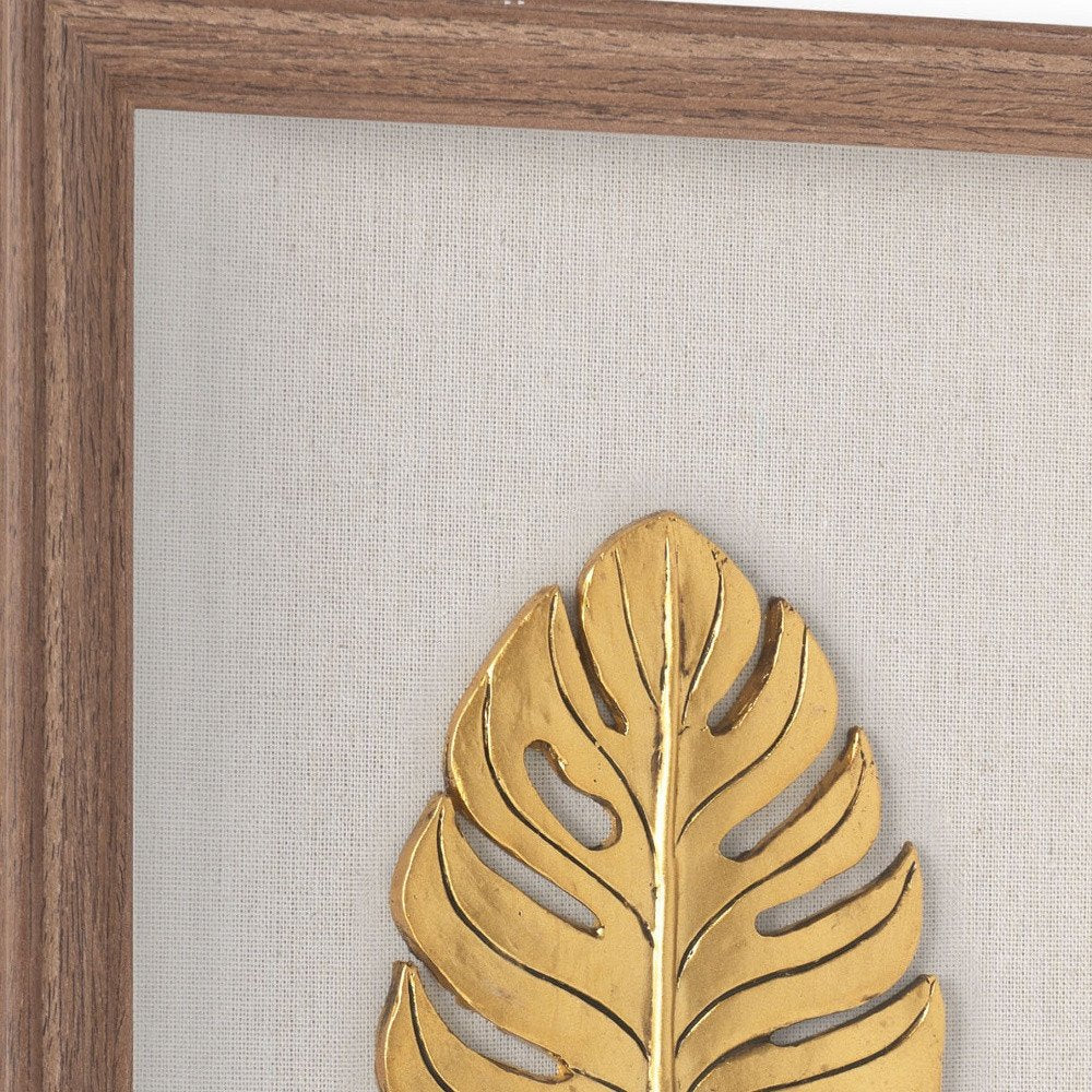Golden Leaves III Brown Shadowbox Minimalistic Wall Art — view 5