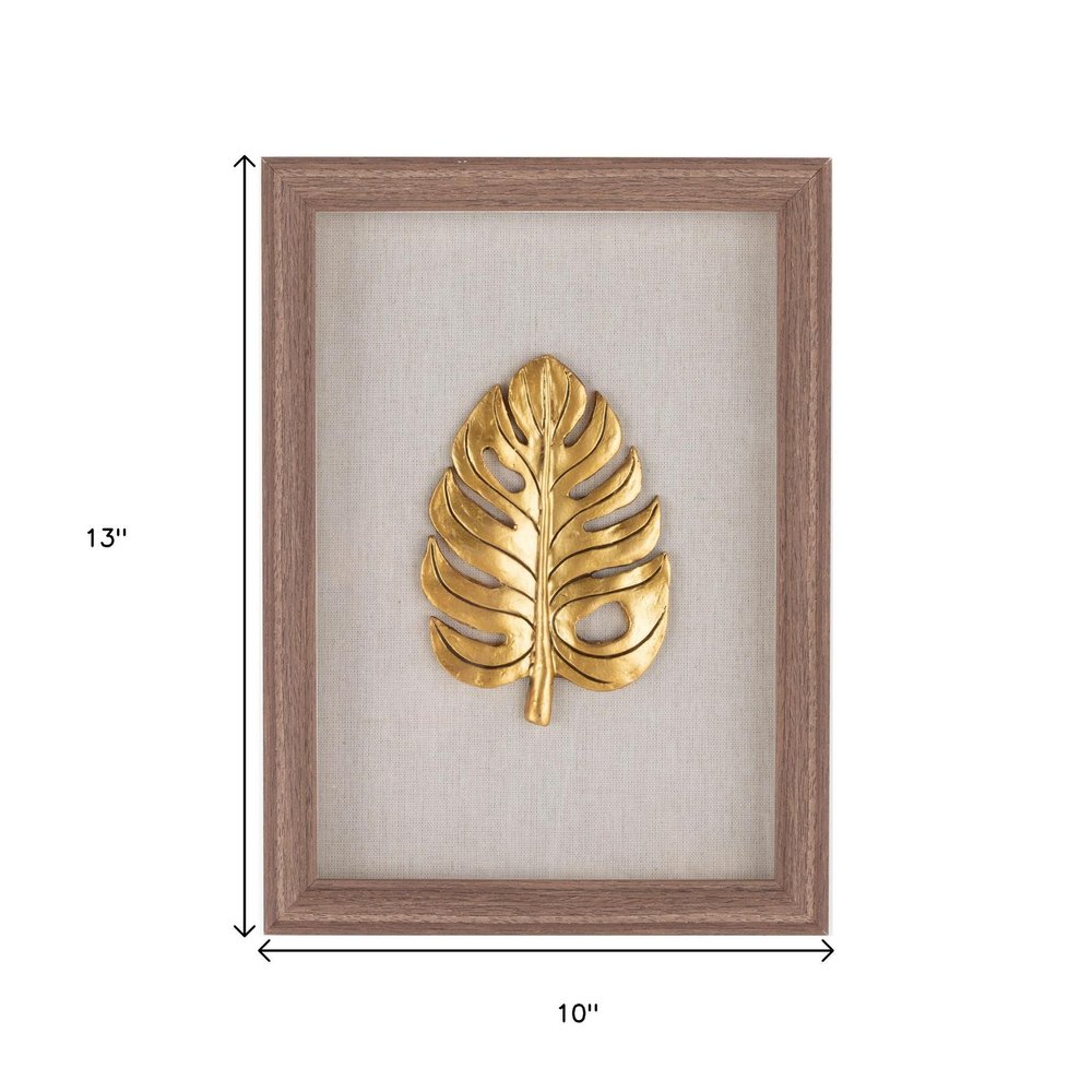 Golden Leaves III Brown Shadowbox Minimalistic Wall Art — view 13