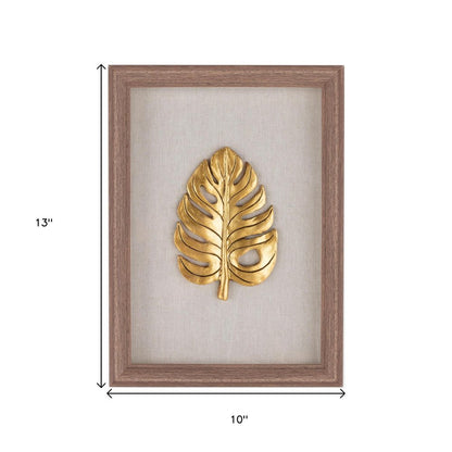 Golden Leaves III Brown Shadowbox Minimalistic Wall Art HomeRoots