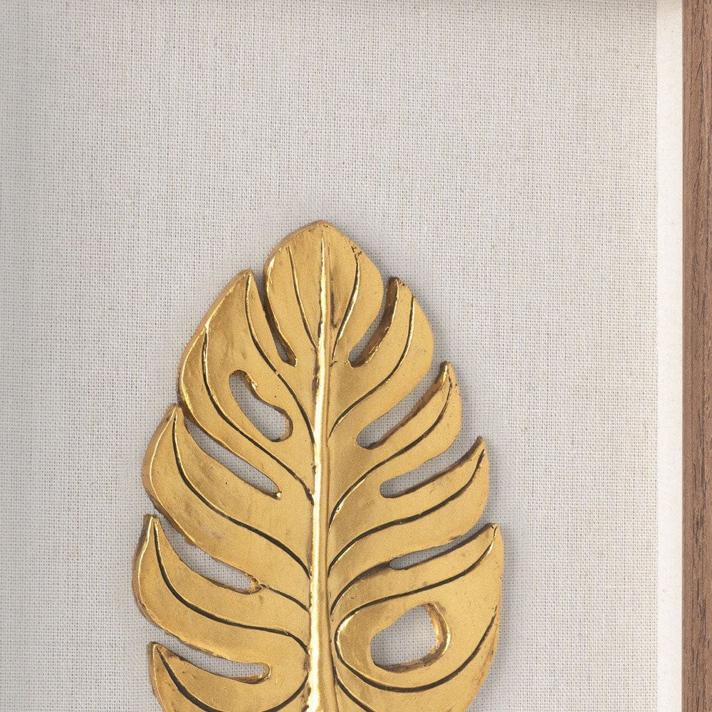 Golden Leaves III Brown Shadowbox Minimalistic Wall Art HomeRoots