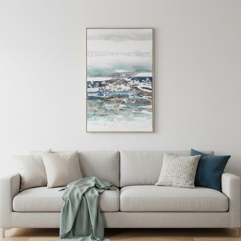 High Seas Hand Painted Silver Floater Frame Wall Art HomeRoots