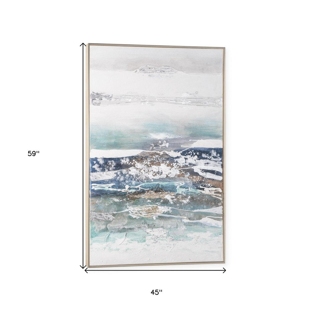 High Seas Hand Painted Silver Floater Frame Wall Art HomeRoots