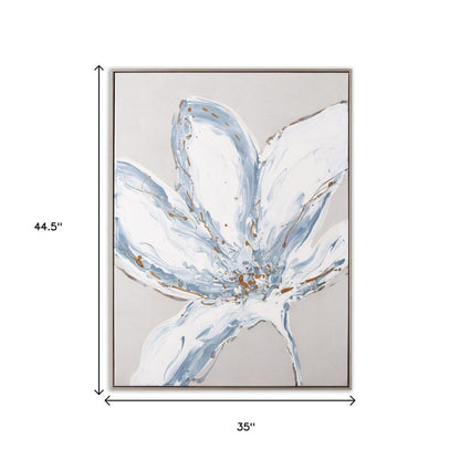 Whispers of a Lily Hand Painted Silver Floater Frame Wall Art HomeRoots