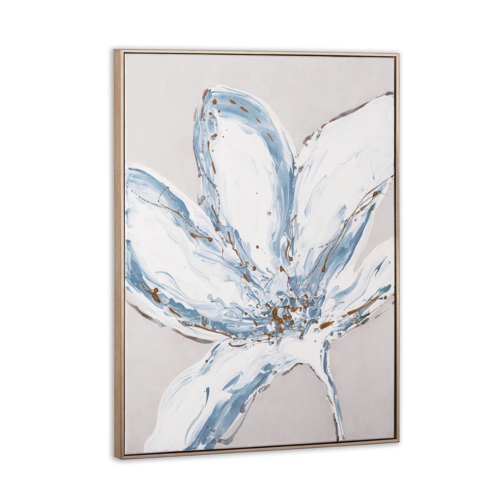Whispers of a Lily Hand Painted Silver Floater Frame Wall Art — view 1