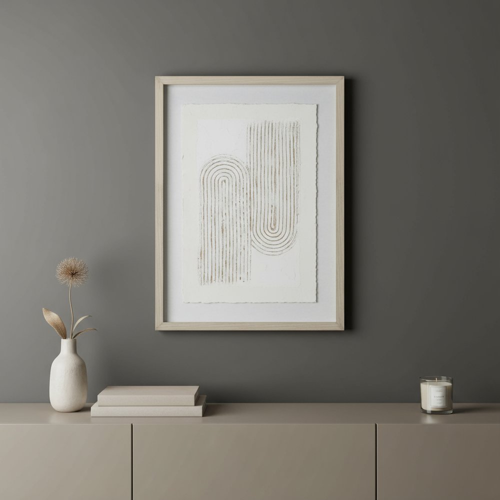 Moonlit Spectrum 24" x 32" Gray Shadowbox Minimalistic Wall Art HomeRoots