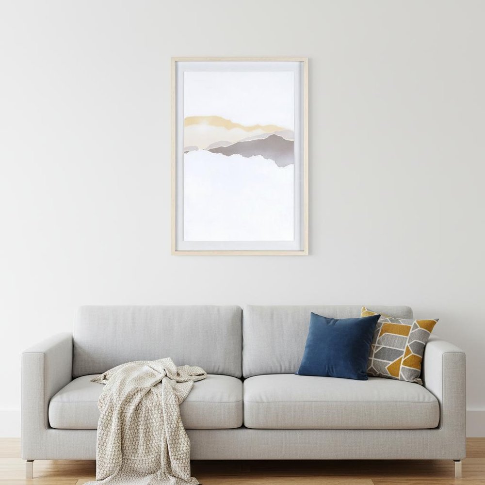 Veiled Vista I Light Brown Shadowbox Minimalistic Wall Art HomeRoots