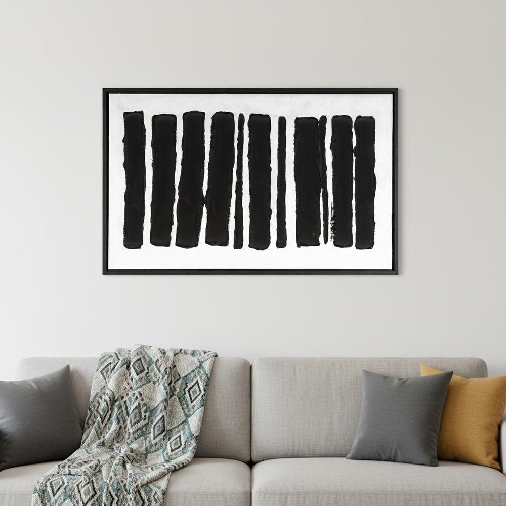 Monochrome Rhythms Hand Painted Black Floater Frame Wall Art HomeRoots