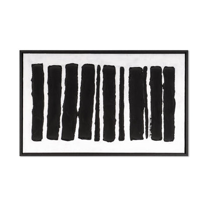 Monochrome Rhythms Hand Painted Black Floater Frame Wall Art HomeRoots