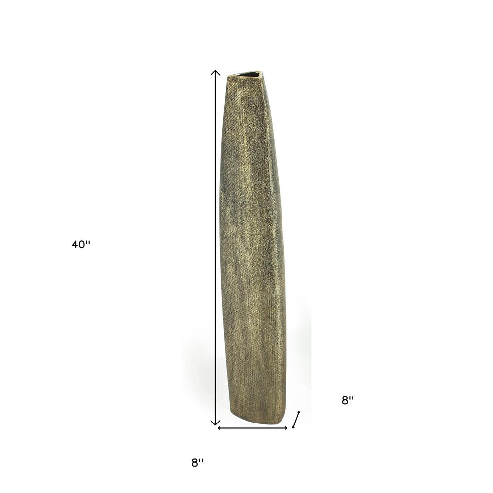 40" Gold Tapered Ceramic Floor Vase HomeRoots