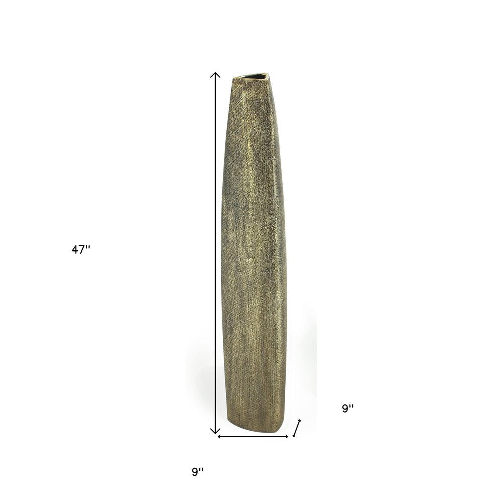 47" Gold Tapered Ceramic Floor Vase HomeRoots