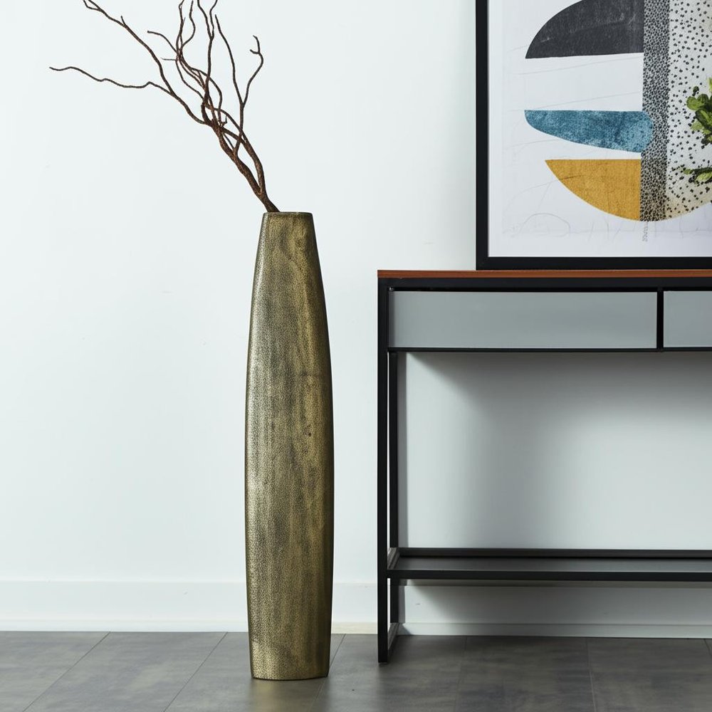 47" Gold Tapered Ceramic Floor Vase HomeRoots