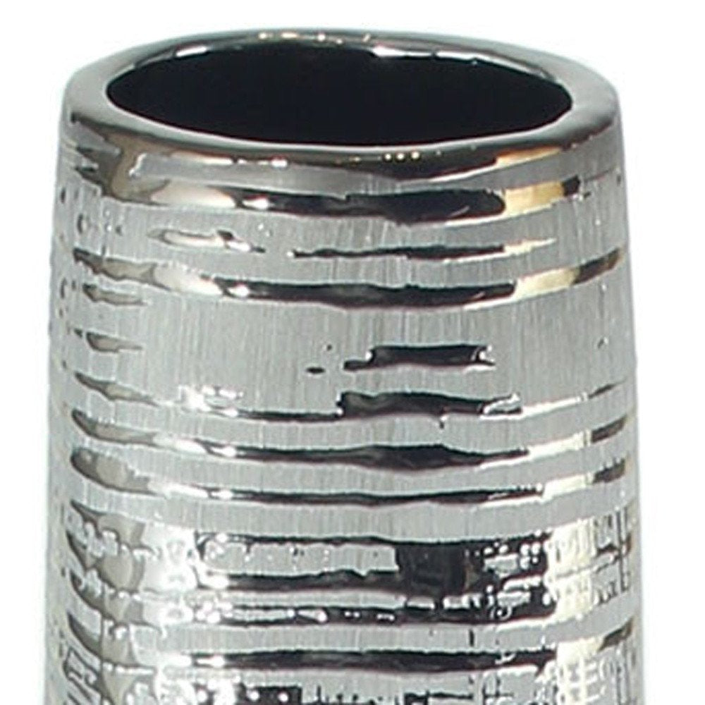 40" Silver Striped Tapered Ceramic Floor Vase HomeRoots