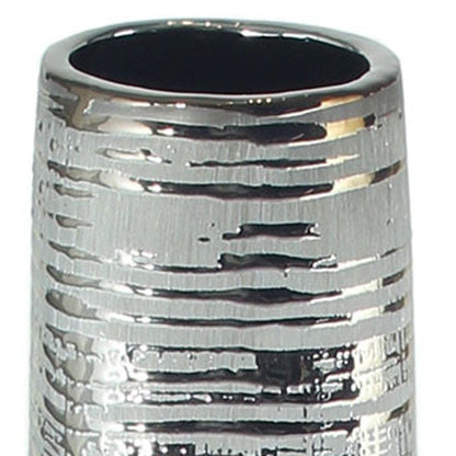 40" Silver Striped Tapered Ceramic Floor Vase HomeRoots