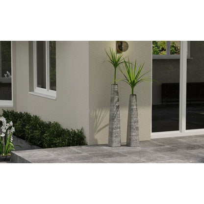 48" Silver Striped Tapered Ceramic Floor Vase HomeRoots