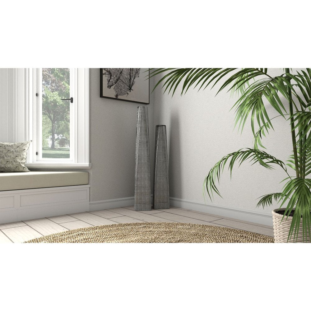 48" Silver Striped Tapered Ceramic Floor Vase HomeRoots