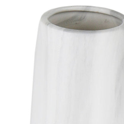 32" White Faceted Geometric Tapered Ceramic Floor Vase HomeRoots