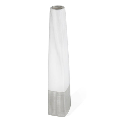 32" White Faceted Geometric Tapered Ceramic Floor Vase HomeRoots