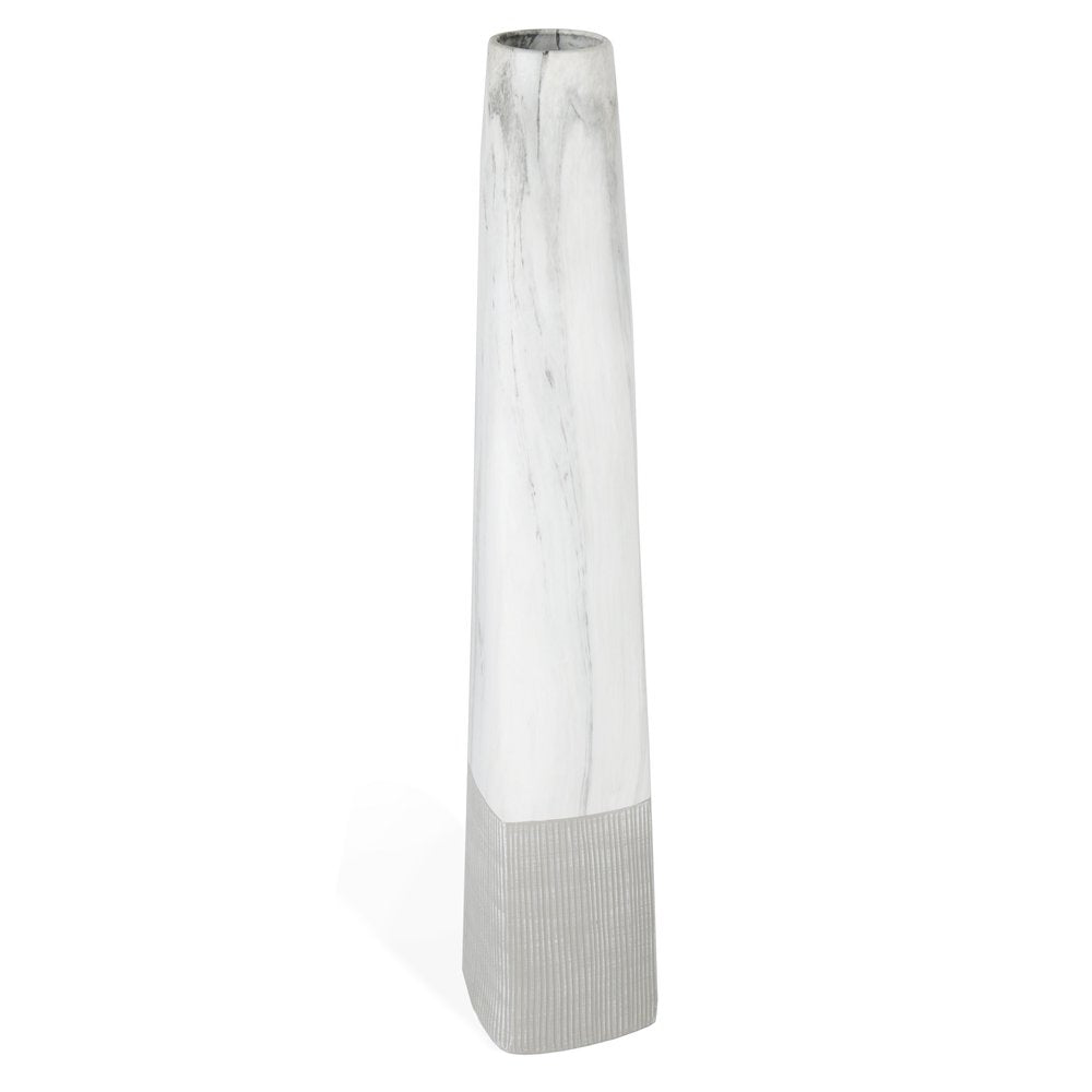 40" White Faux Marble Tapered Ceramic Floor Vase HomeRoots