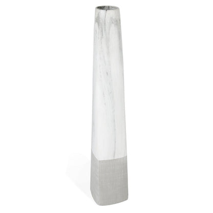 40" White Faux Marble Tapered Ceramic Floor Vase HomeRoots