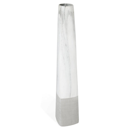 40" White Faux Marble Tapered Ceramic Floor Vase HomeRoots