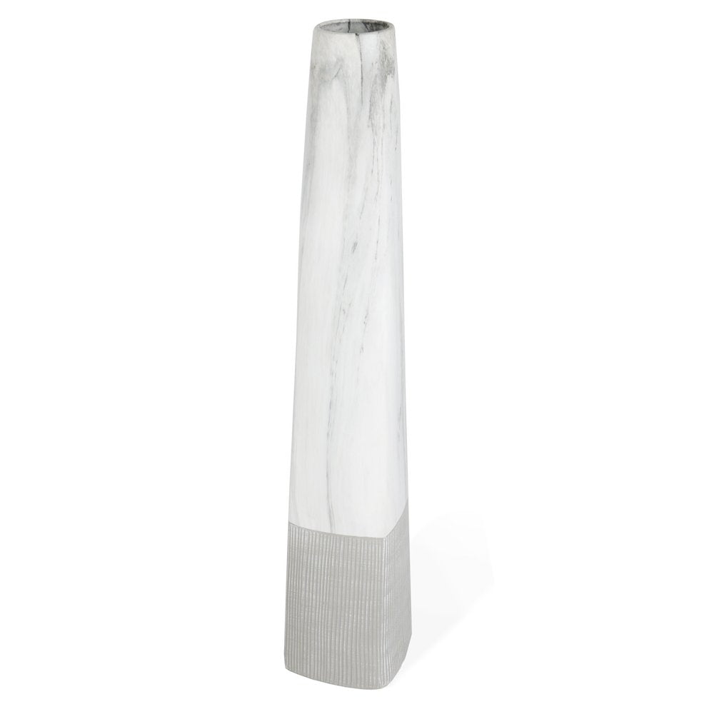 40" White Faux Marble Tapered Ceramic Floor Vase HomeRoots