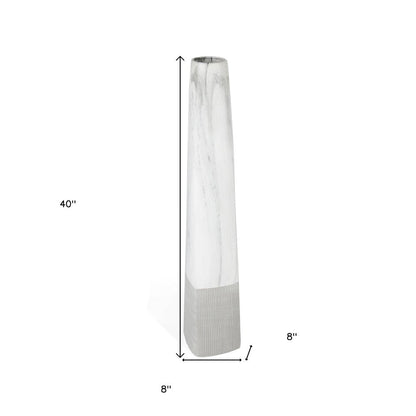 40" White Faux Marble Tapered Ceramic Floor Vase HomeRoots