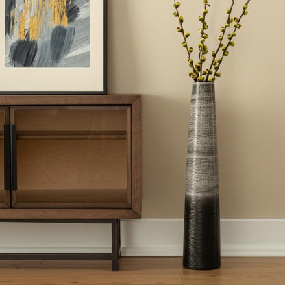 39" Black And Gray Ombre Tapered Ceramic Floor Vase HomeRoots