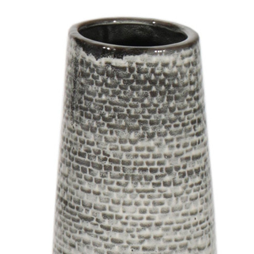 39" Black And Gray Ombre Tapered Ceramic Floor Vase HomeRoots