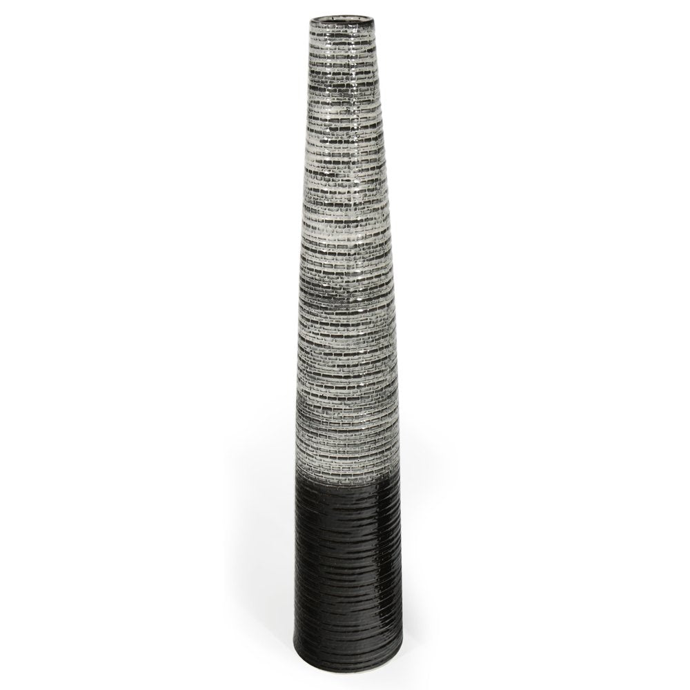 47" Black And Gray Ombre Tapered Ceramic Floor Vase HomeRoots