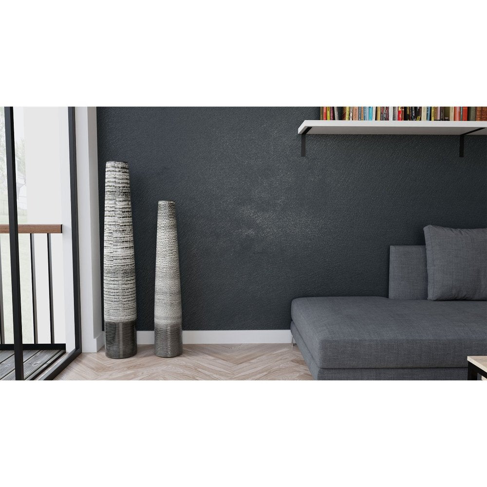 47" Black And Gray Ombre Tapered Ceramic Floor Vase HomeRoots