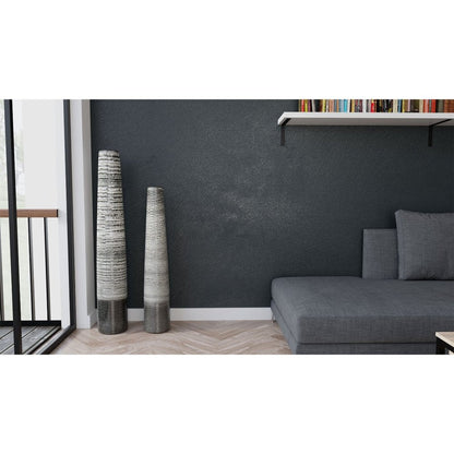 47" Black And Gray Ombre Tapered Ceramic Floor Vase HomeRoots
