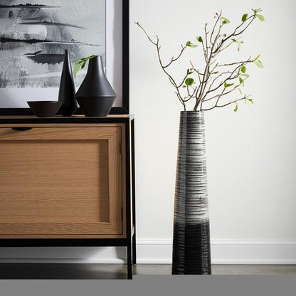 47" Black And Gray Ombre Tapered Ceramic Floor Vase HomeRoots