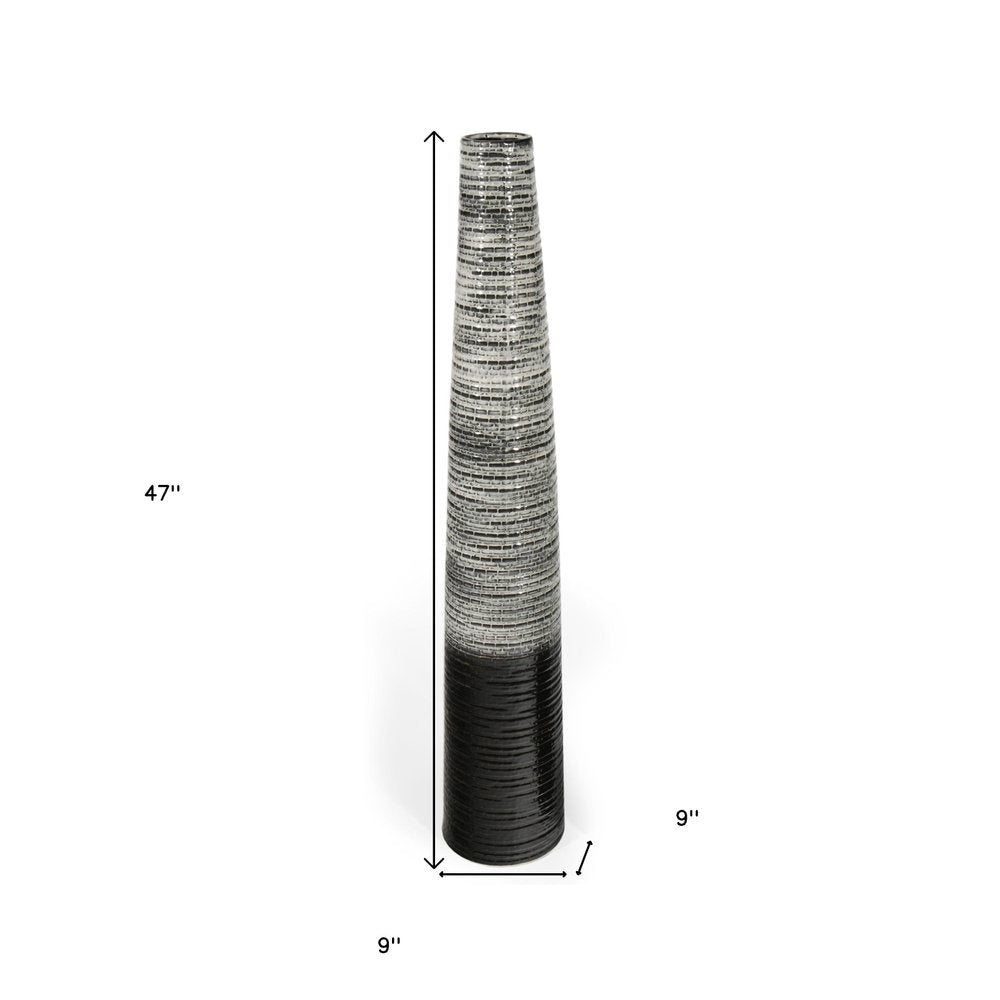 47" Black And Gray Ombre Tapered Ceramic Floor Vase HomeRoots