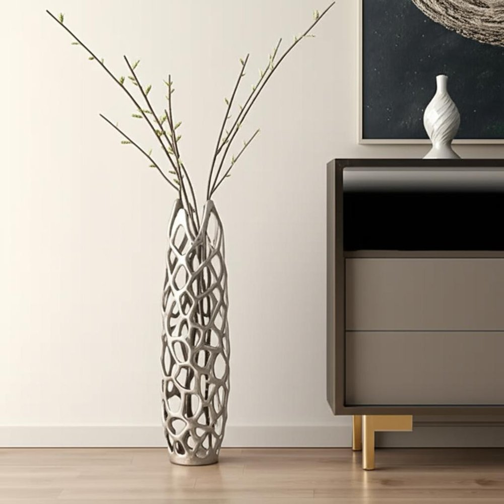 27" Cylinder Aluminum Floor Vase HomeRoots