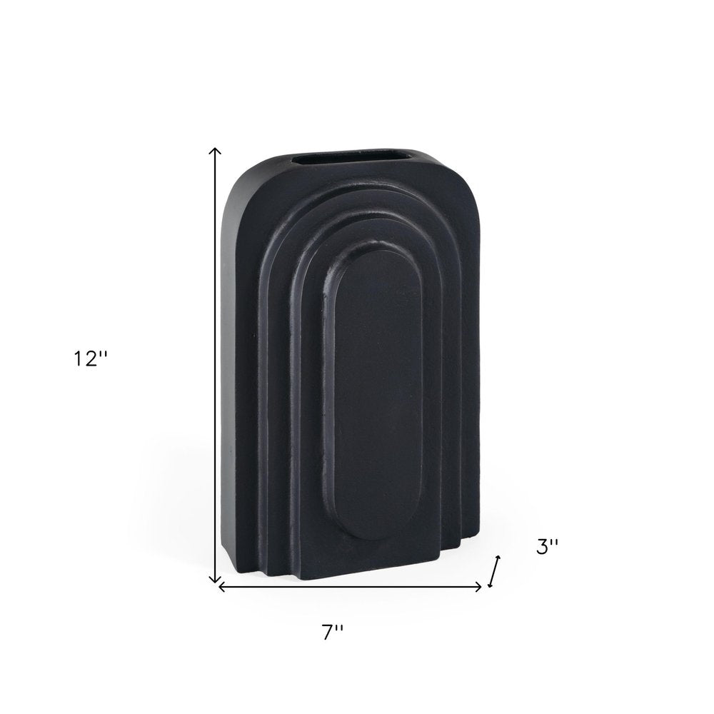 12" Black Geometric Aluminum Table Vase HomeRoots