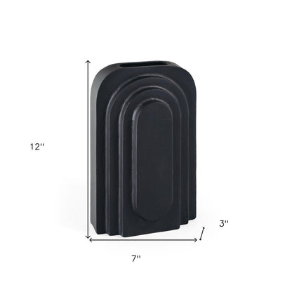 12" Black Geometric Aluminum Table Vase HomeRoots