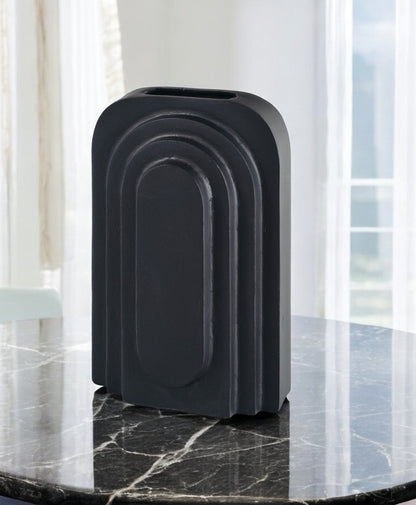 12" Black Geometric Aluminum Table Vase HomeRoots