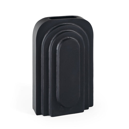 12" Black Geometric Aluminum Table Vase HomeRoots