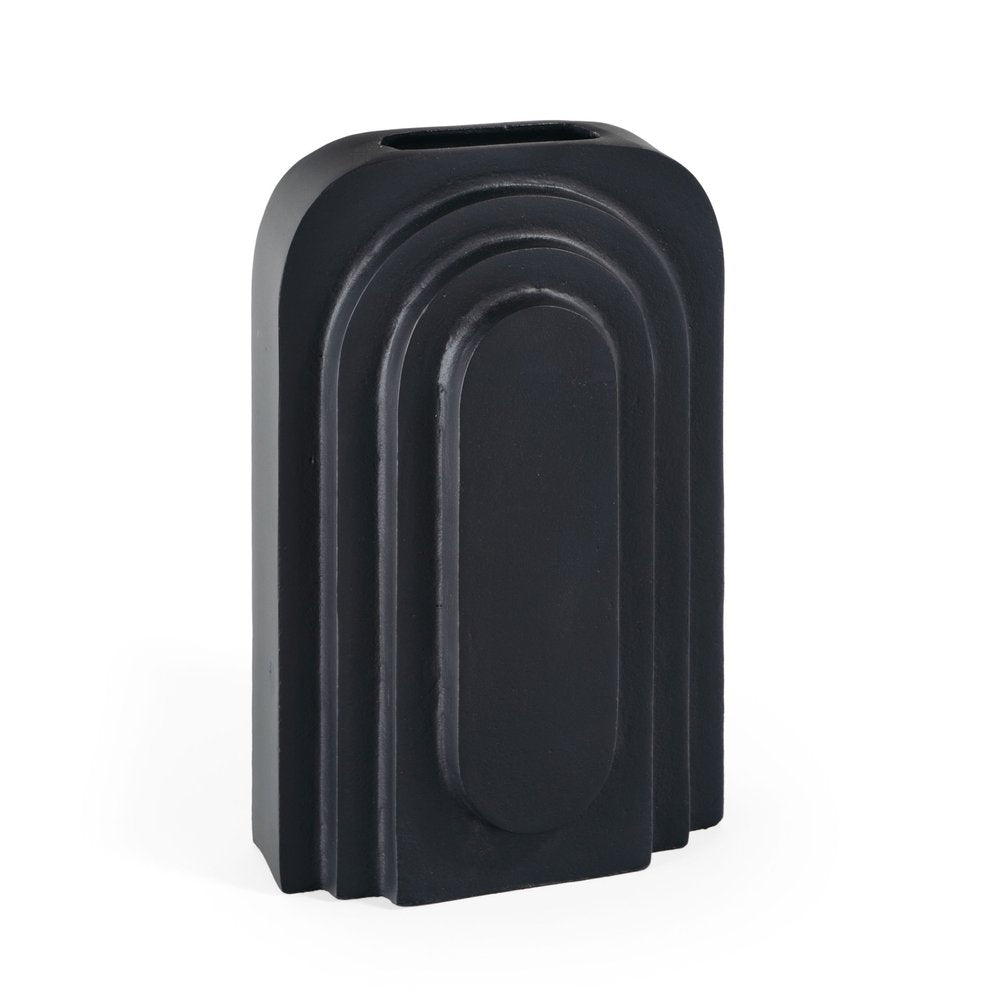 12" Black Geometric Aluminum Table Vase HomeRoots