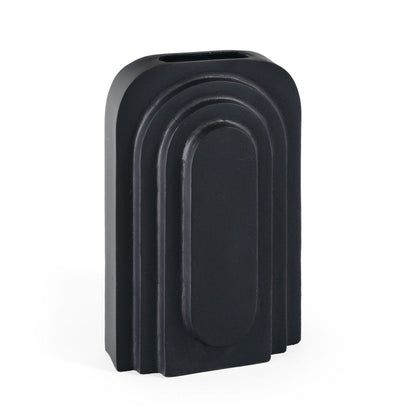 12" Black Geometric Aluminum Table Vase HomeRoots